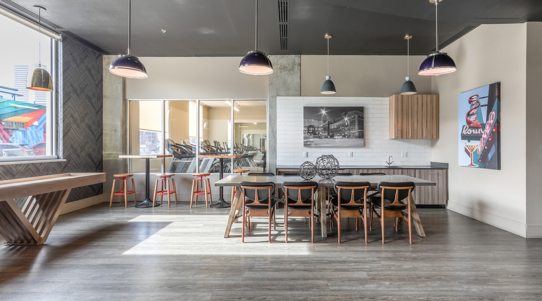 lounge area with a large table