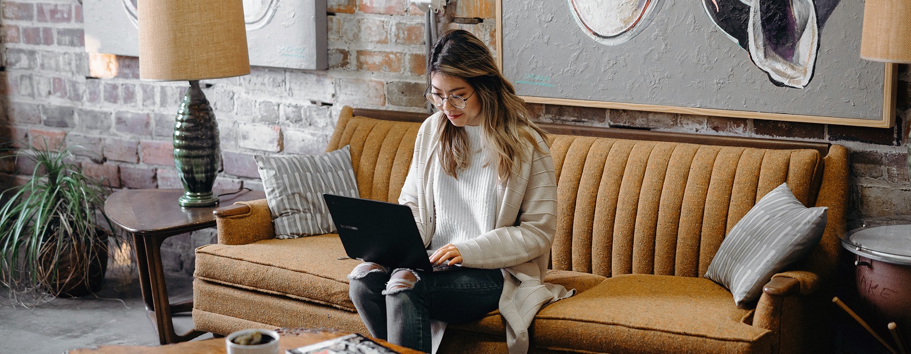 a woman working on a laptop